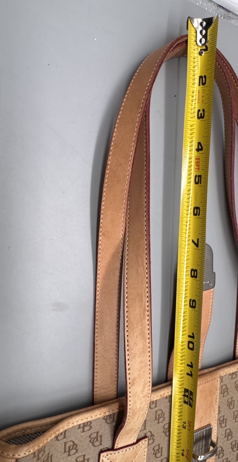 Dooney & Bourke Signature DB Tan Brown Shoulder Purse Tote Bag Handbag