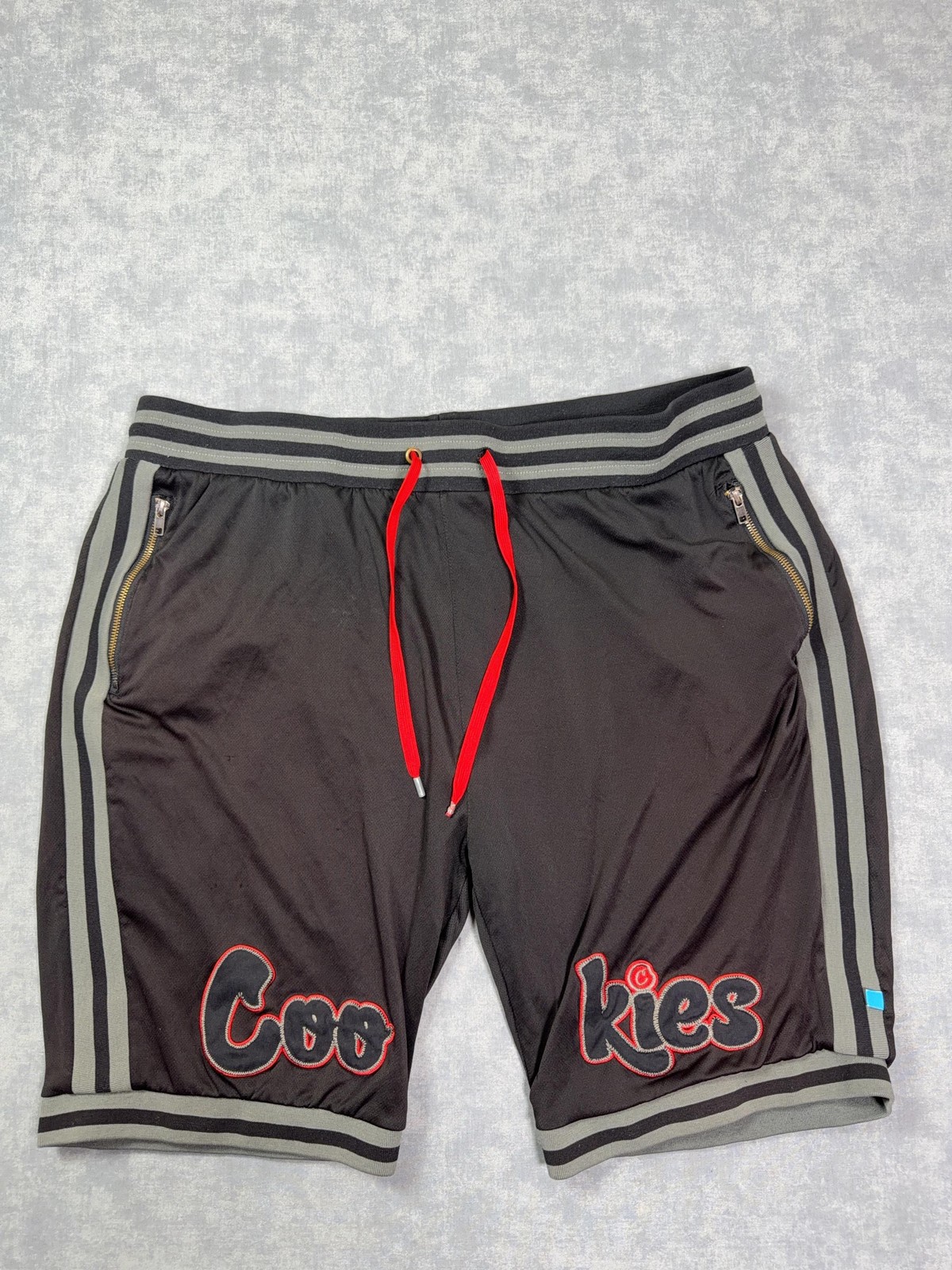 Cookies Shorts Mens 3XL Black Mesh Basketball 11 Inseam Drawstring Zip Pockets