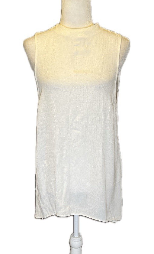 NWT Topshop White Sleeveless High Low Hem Tunic Tank Top UK 8 US 4