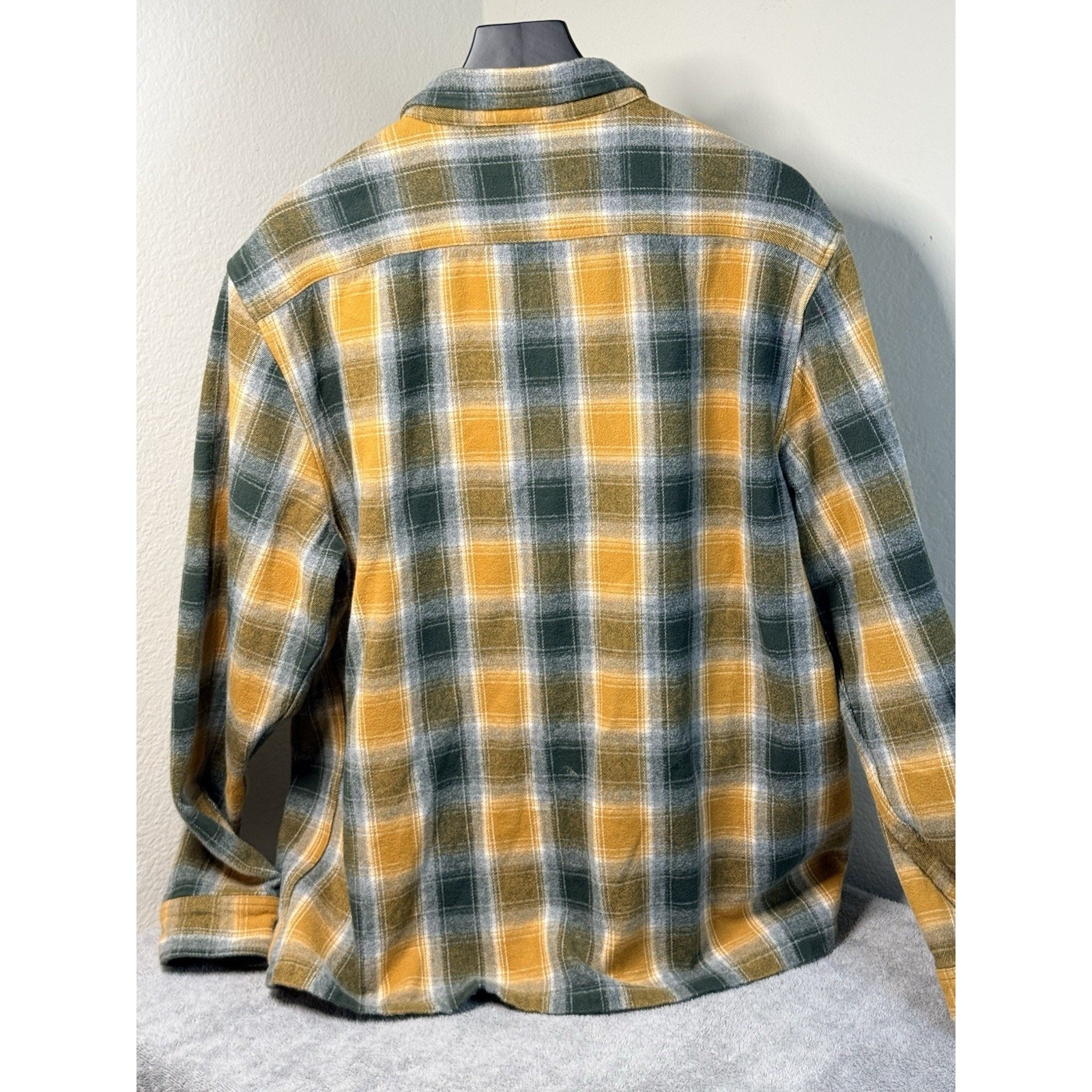 Vans Plaid Flannel Shacket Shirt Jacket Men XL Yellow Gray Heavy Skate Overshirt