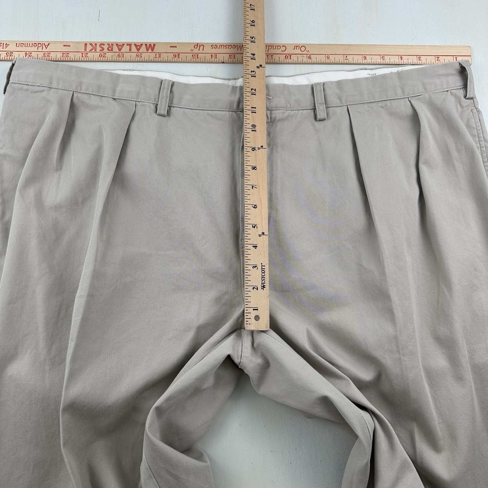 Polo Ralph Lauren Pleated Chino Pants Men 49×30 Tag 50B Big Tan Oatmeal Classic