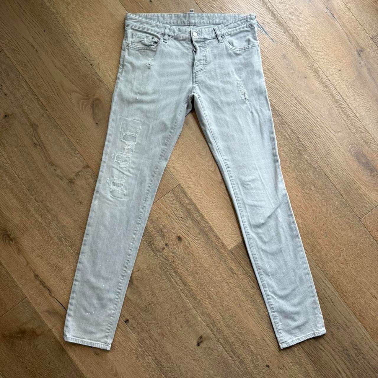 DSQUARED2 Light Gray Distressed Skinny Jeans | EU Size 48” = US 32” (waist)