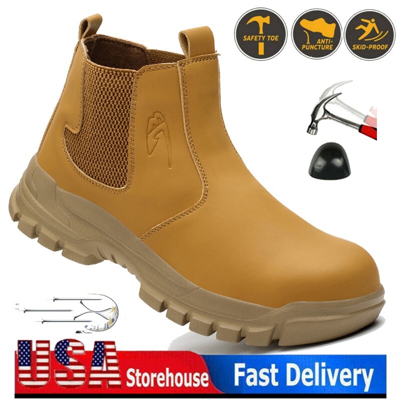 Mens Work Boots Steel Toe Waterproof Safety Shoes Indestructible Non Slip Boots