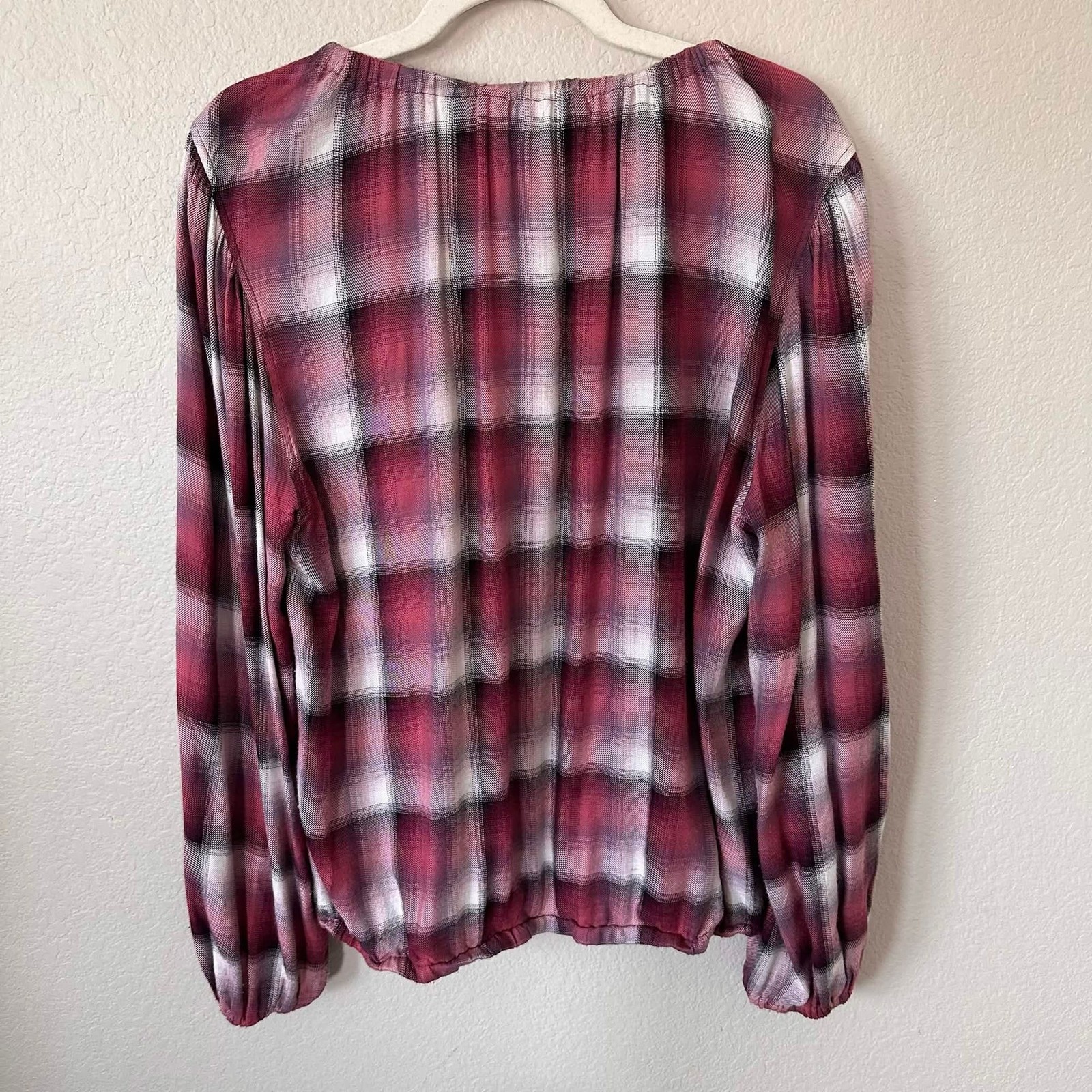 Cloth & Stone Anthropologie Plaid Bubble Hem Blouse Boho Whimsigoth