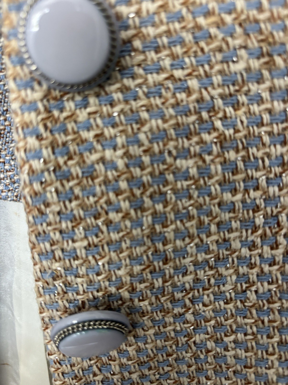 MAX & CO. Beige/Gray Tweed Wool 2pc Skirt Suit Shawl Lapel 2-Button small