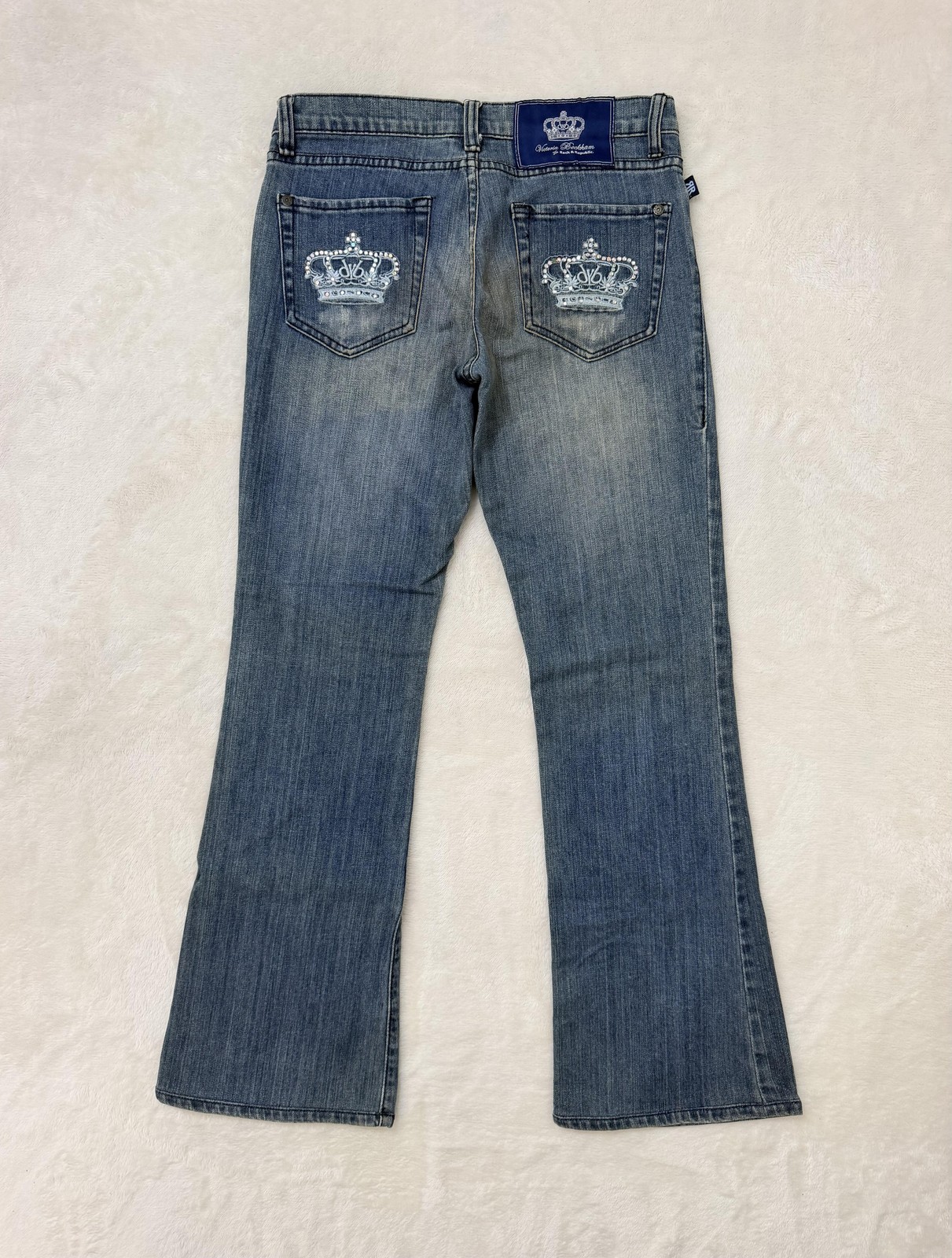 Rock & Republic Victoria Beckham Jeans Womens 28 28×30 Bootcut Crown Rhinestone