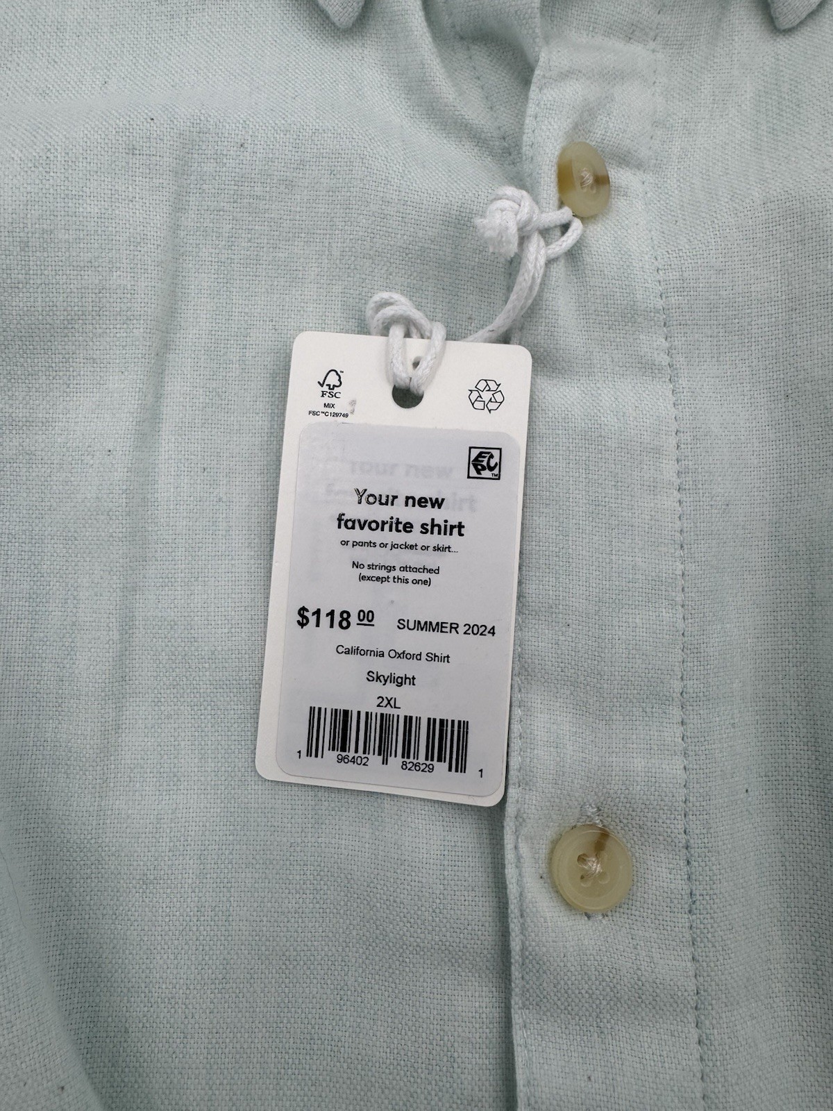 MARINE LAYER California Oxford Shirt Men’s Size XX Large Skylight
