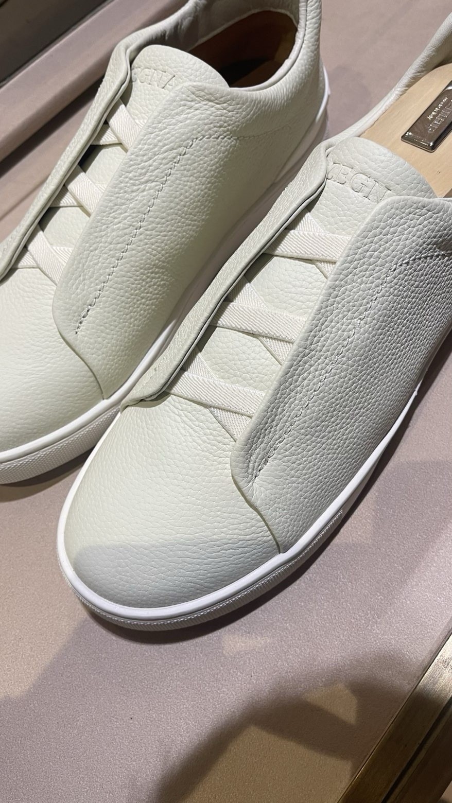 ZEGNA Triple Stitch White Leather Sneakers EU 42 UK 7 US 8 — New, Made in Italy