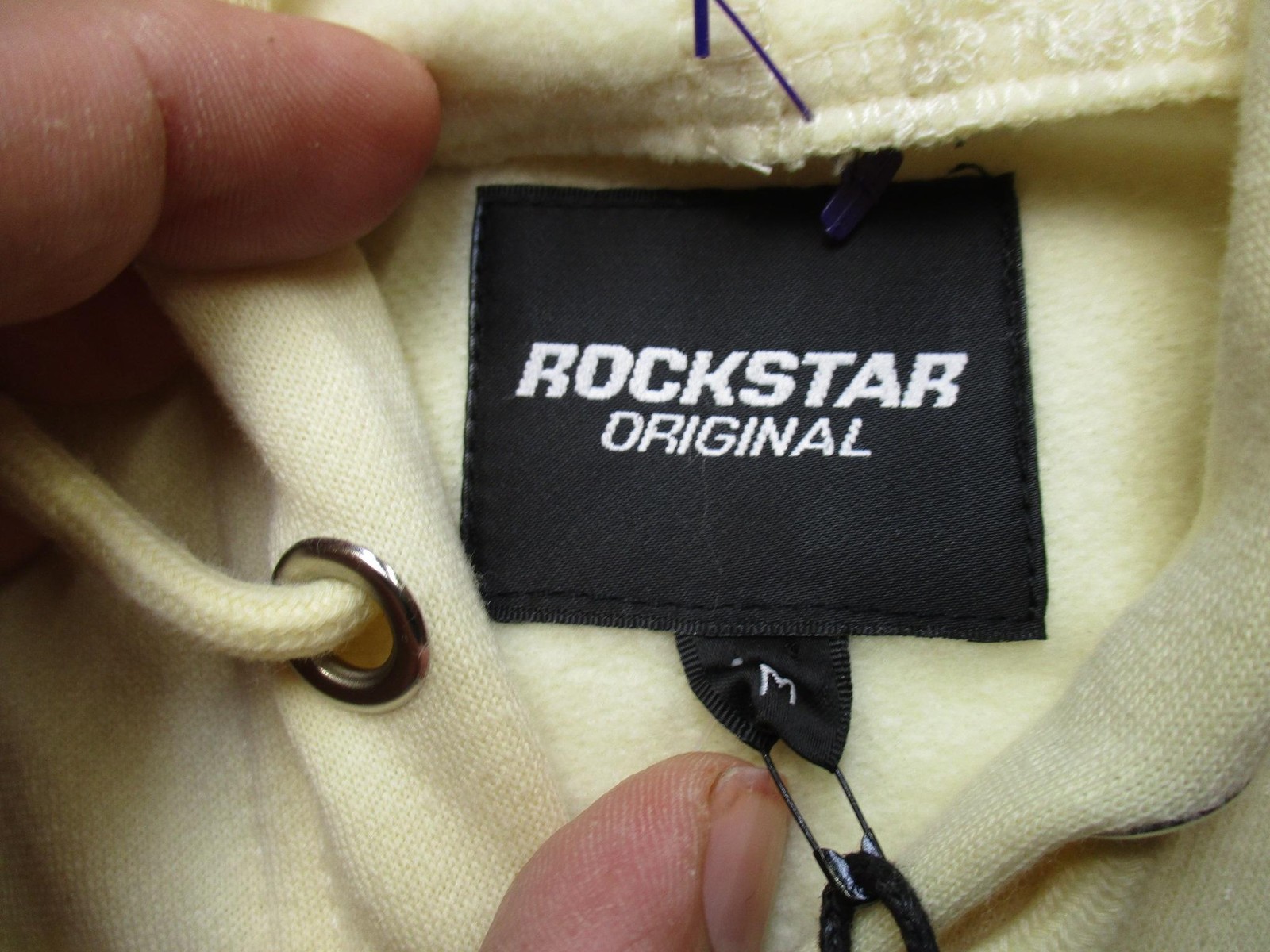 Rockstar Original Hoodie Mens M Yellow Skull Graphic Risk Of Electric Shock