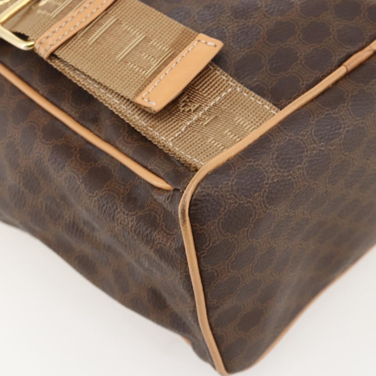 CELINE Macadam Canvas Backpack PVC Leather Brown Gold Auth am11330A