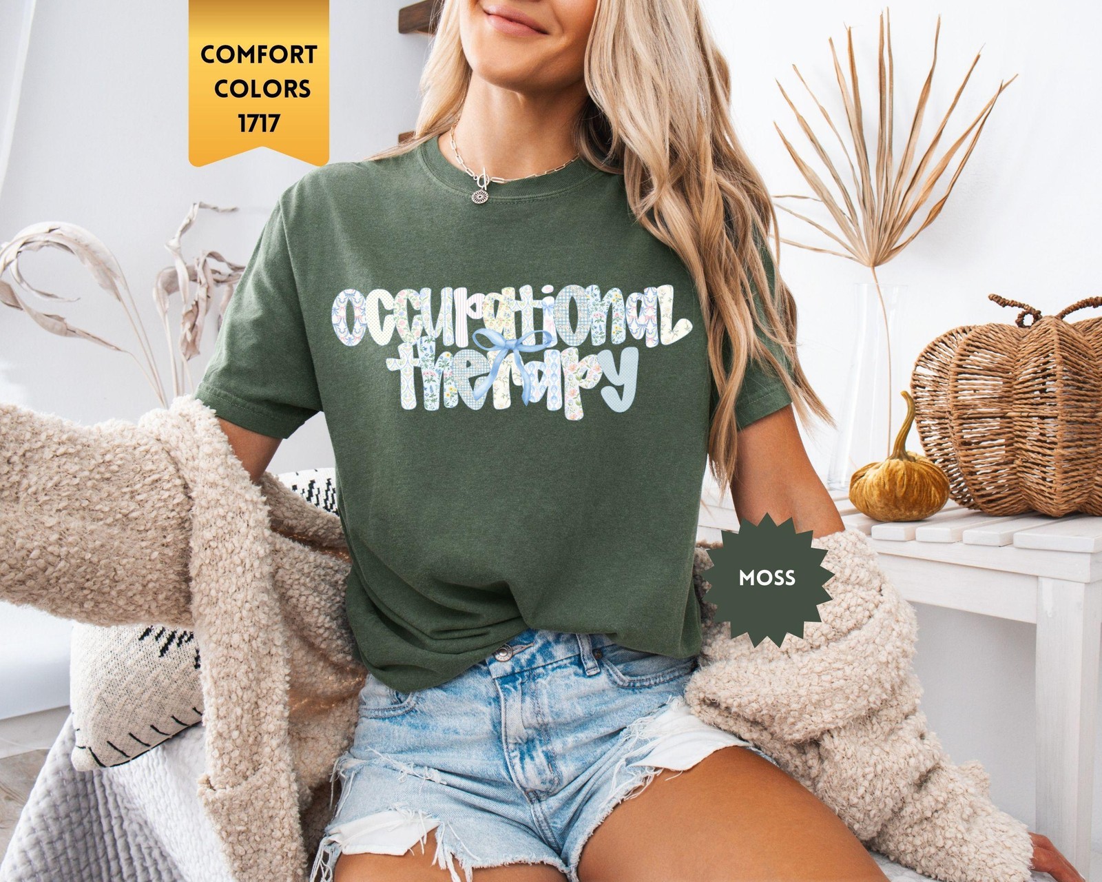 Comfort Colors Occupational Therapy Shirt, Coquette Bow OT Tshirt, Floral Occup