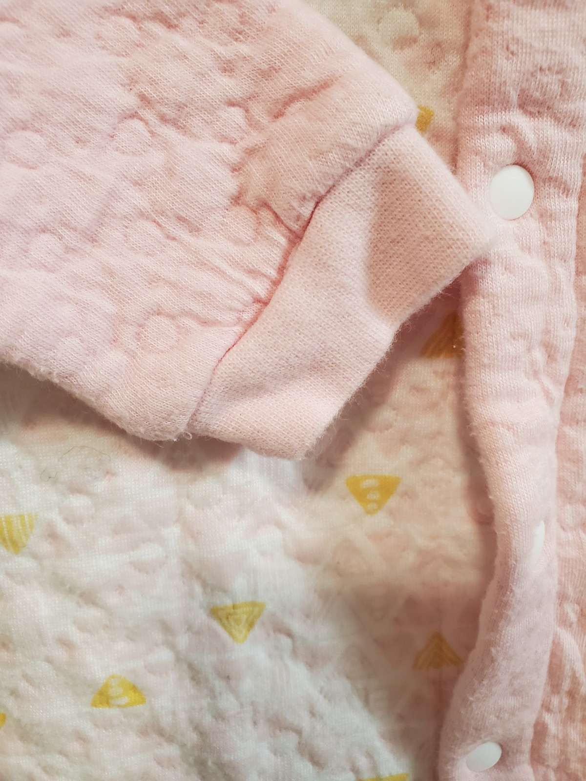 2pcs bundle Pink & White Quilted Snap Front Long Sleeve Coverall One-Piece 6-9M