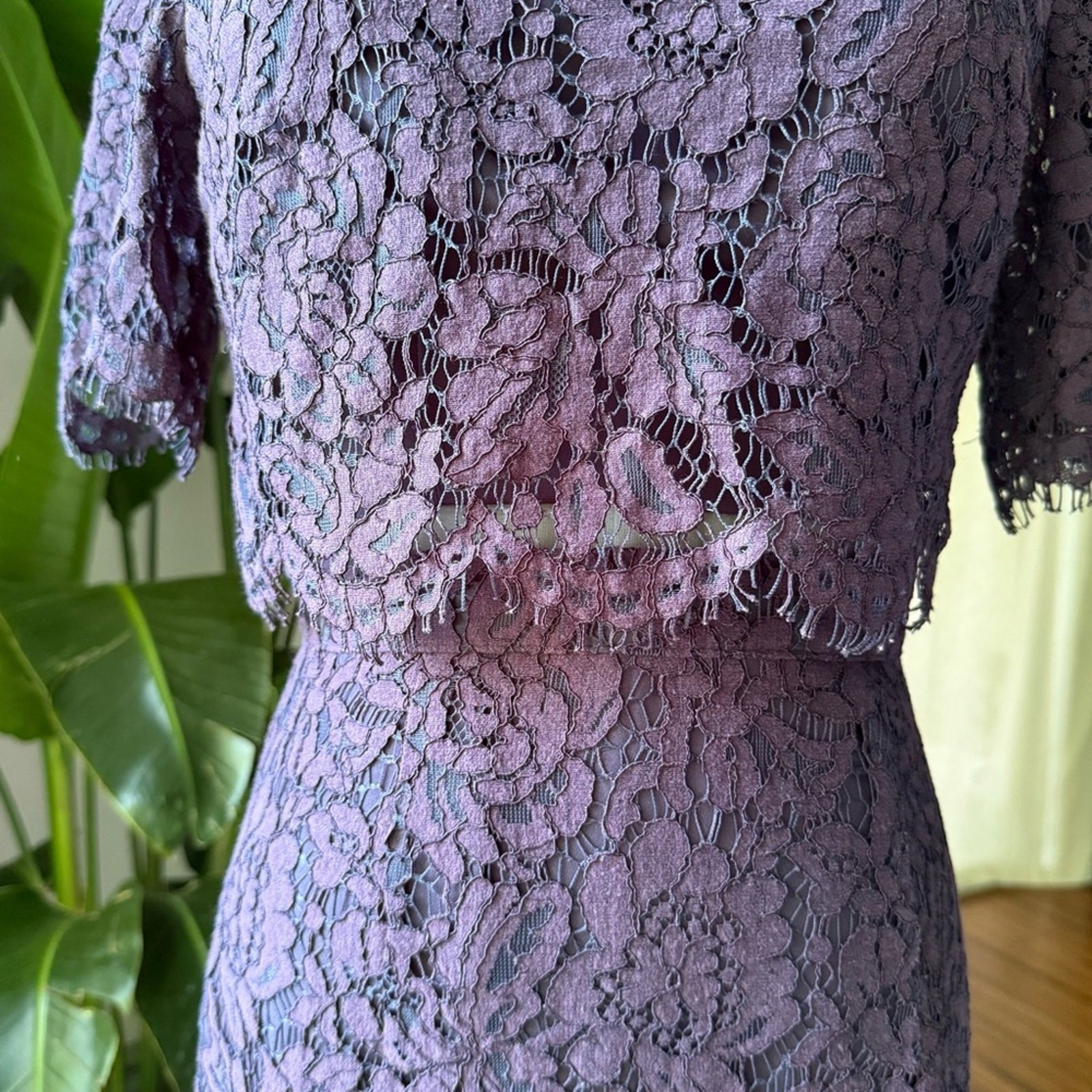 💜 ASOS Lace Overlay Two-Piece Midi Dress – Size US 4