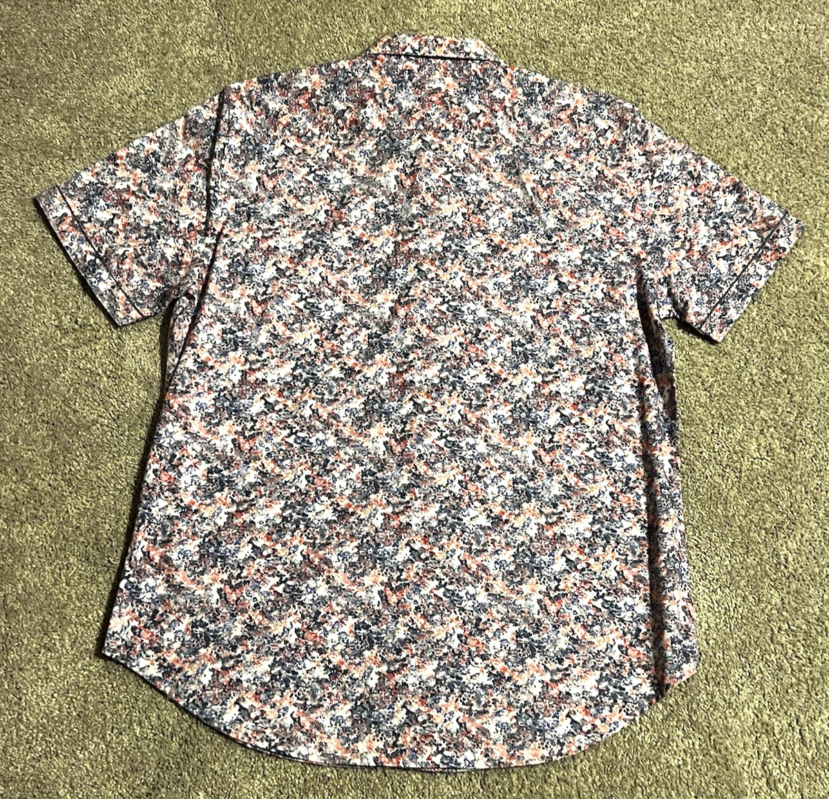 ROBERT GRAHAM Button Up Front Short Sleeve Shirt HAAS Floral Print CLASSIC Sz LG