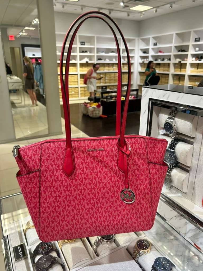 Michael Kors Marilyn Medium Shoulder Tote Bag Purse Dark Raspberry Handbag