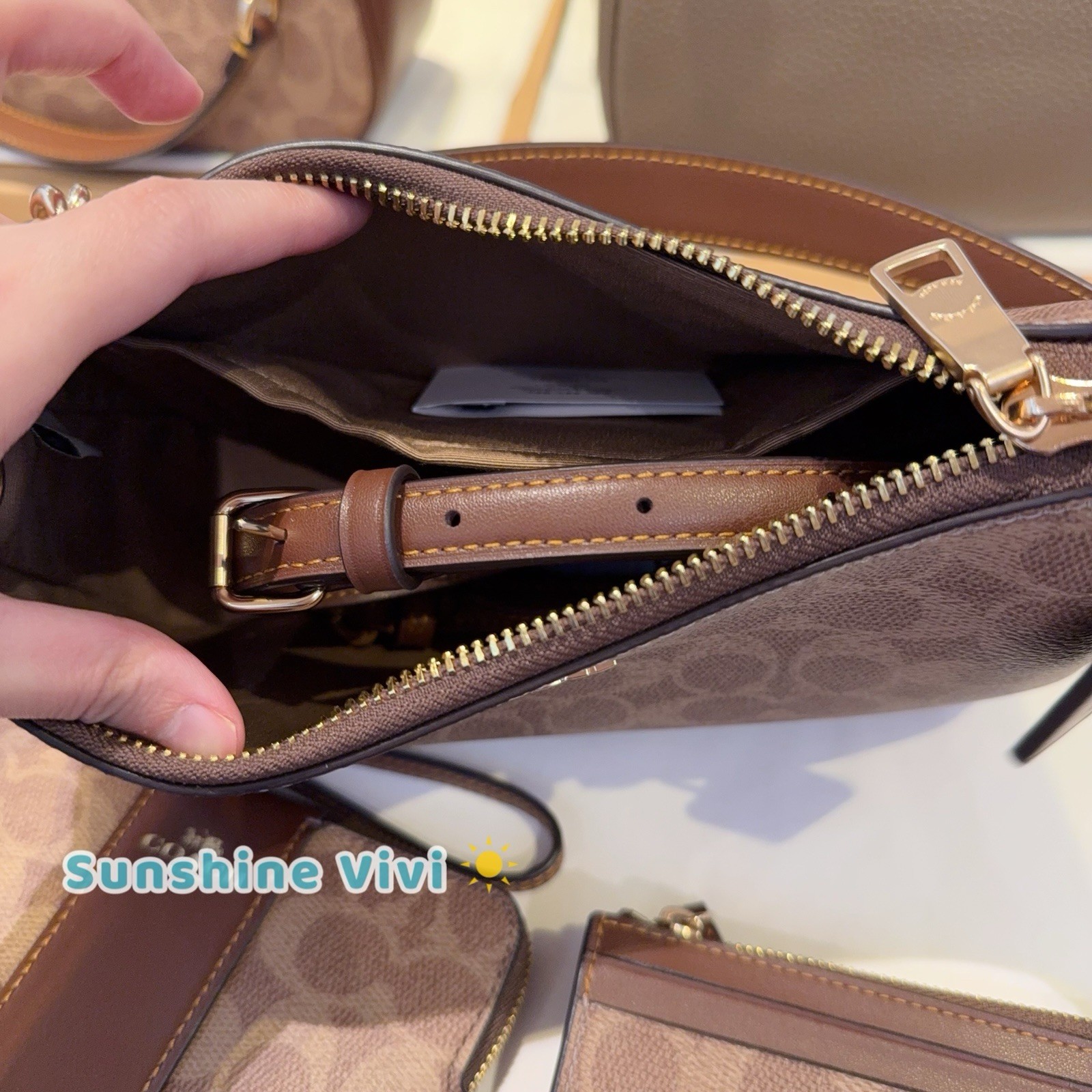 NWT Bundle Coach Teri Shoulder Bag CV933 & CW854 Wristlet & CW870 ID Case BROWN