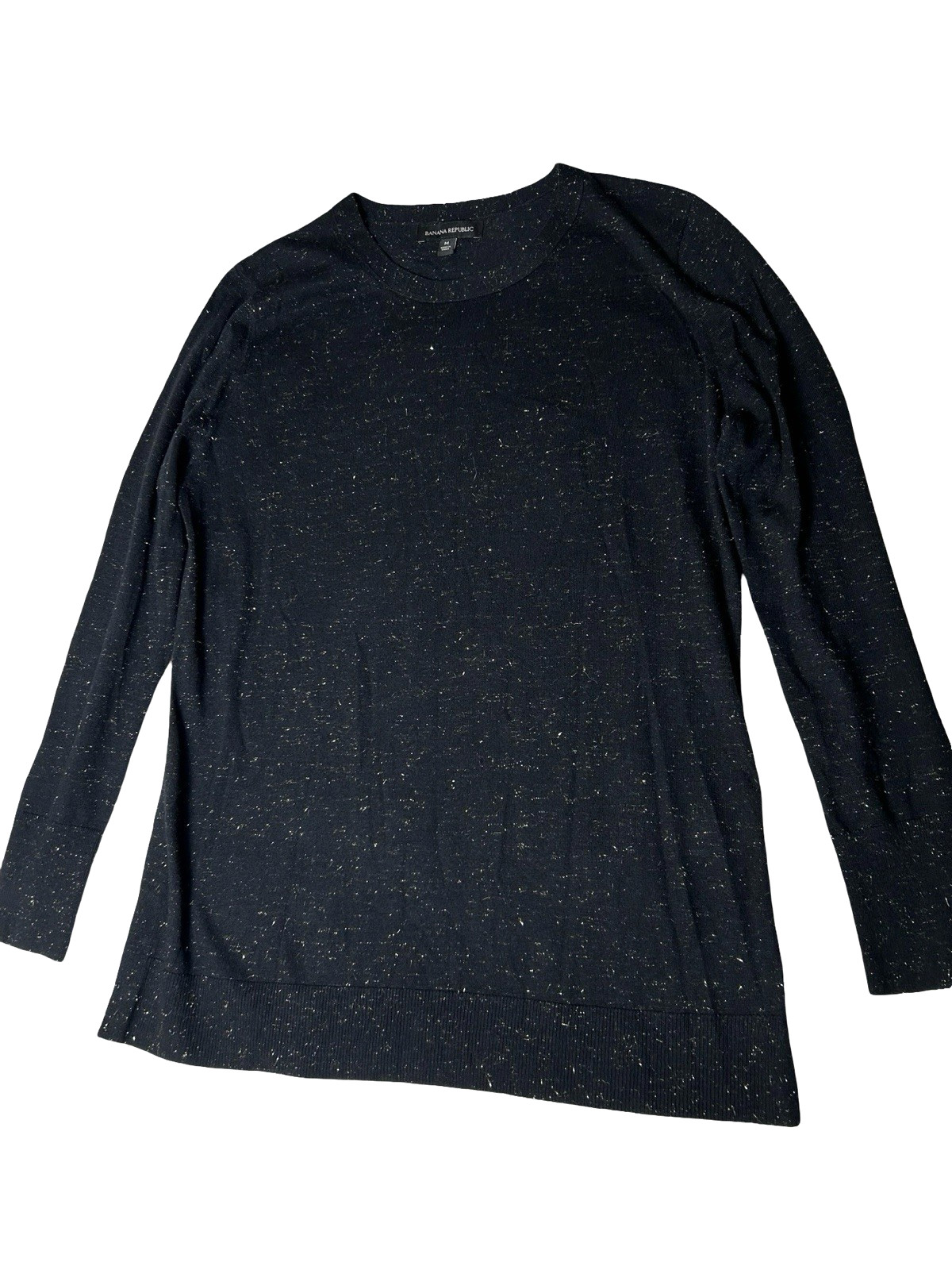Banana Republic Wool Modal Sweater Women Sz Medium Black Sparkly Fabric Pullover
