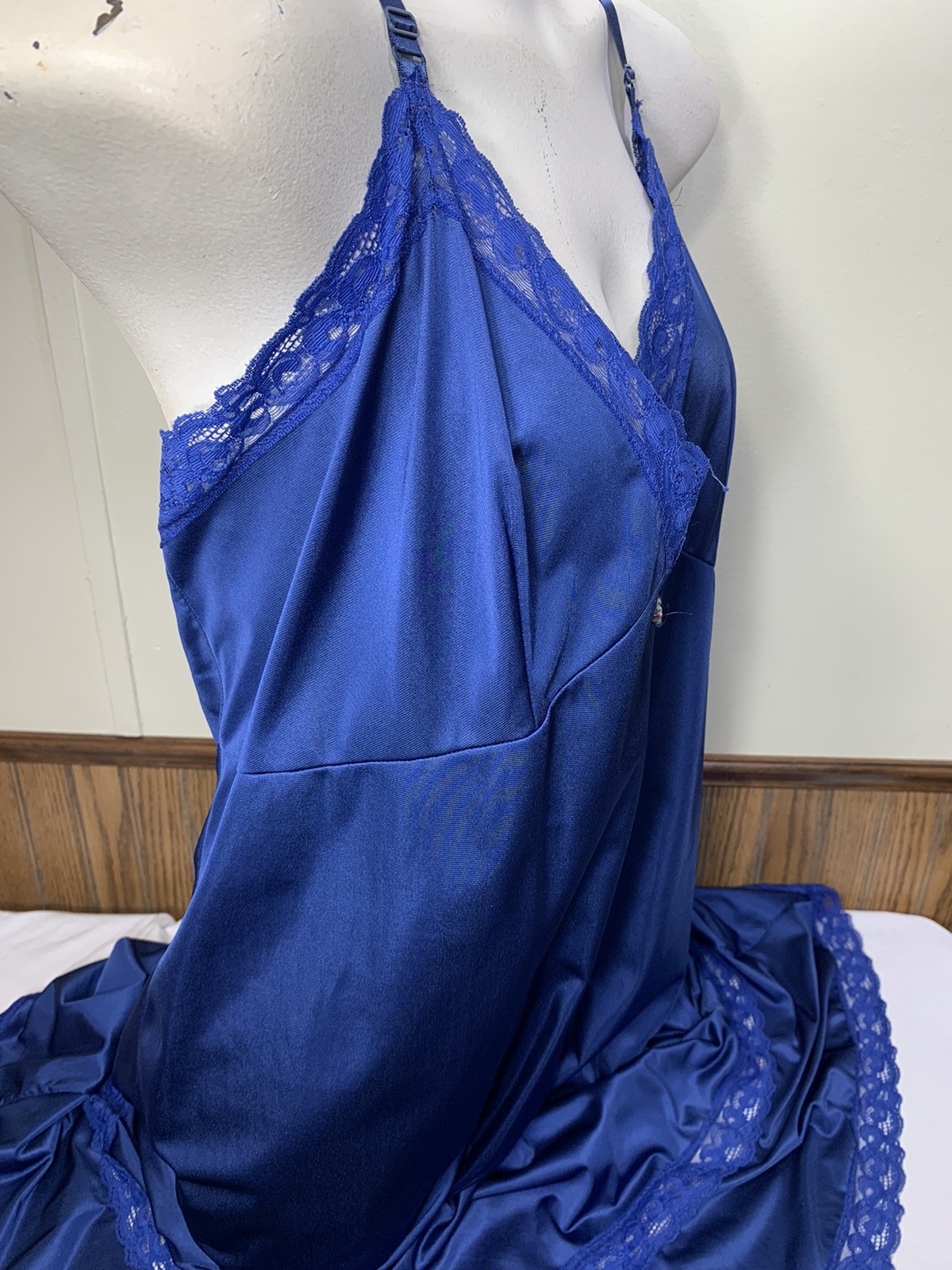Nylon Slip Dress Plus XXL Size 54 Ribbon Bow Lace Tiered Prairie Ruffle
