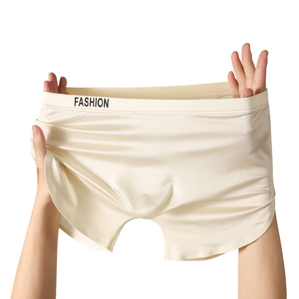 4PCS Men’s Ice Silk Underwear Breathable Boxer Shorts Seamless Satin Soft Briefs