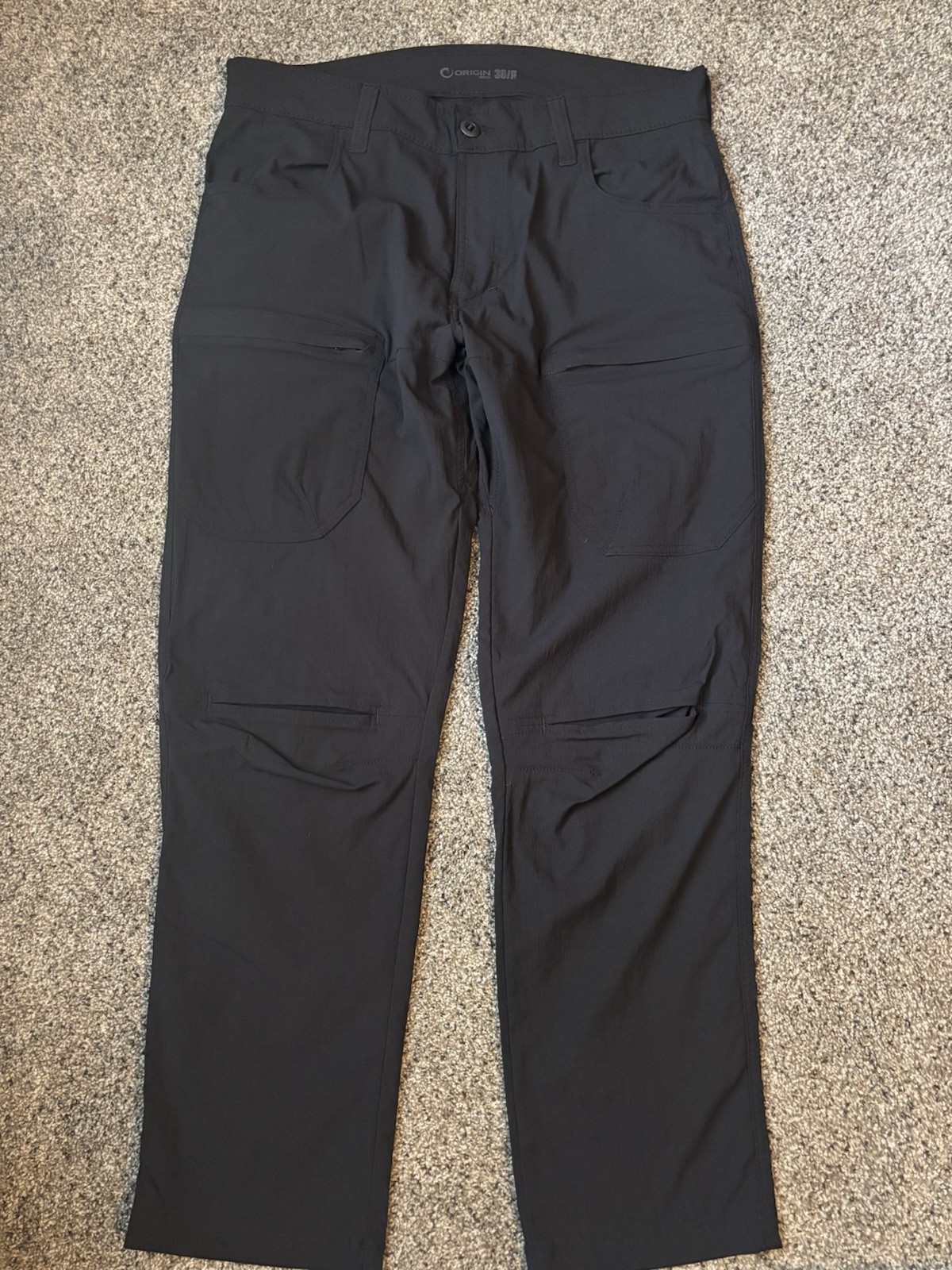 Origin Men’s Technical Straight Leg Pants 36 Black Polyester Blend Flat Front