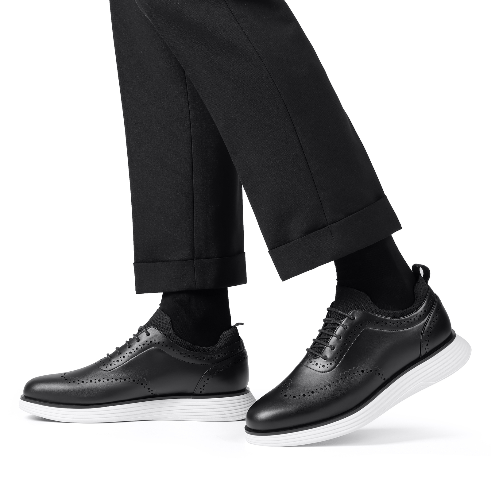 Men’s Dress Sneaker Oxfords Casual Wingtip Brogue Non-Slip Formal Shoes Black