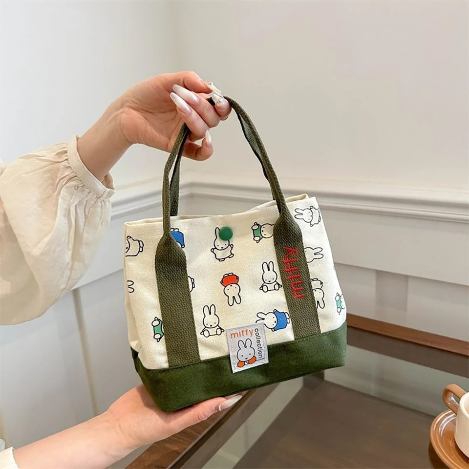 Miffy Cute Cartoon Rabbit Canvas Handbag Embroidery Fashion Multifunctional Bag