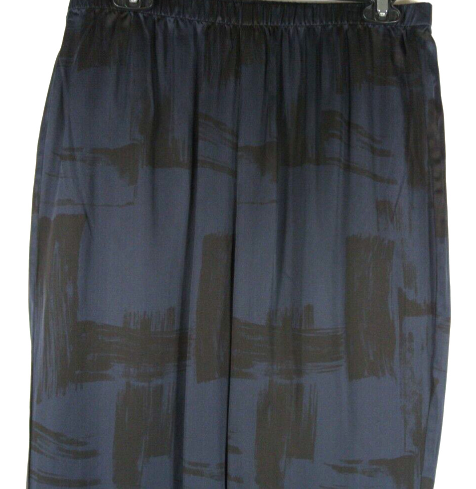 NEW Eileen FisherBrushstroke Print Straight Leg Silk Blend Ankle pants L #P3631