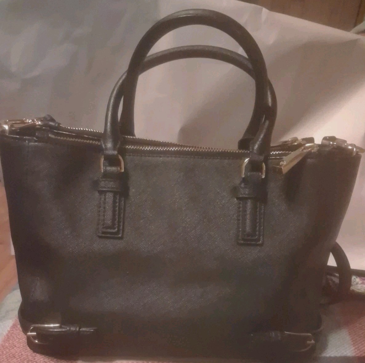 Tory Burch Robinson Multi Saffiano Double Zip Tote Crossbody Shoulder Bag