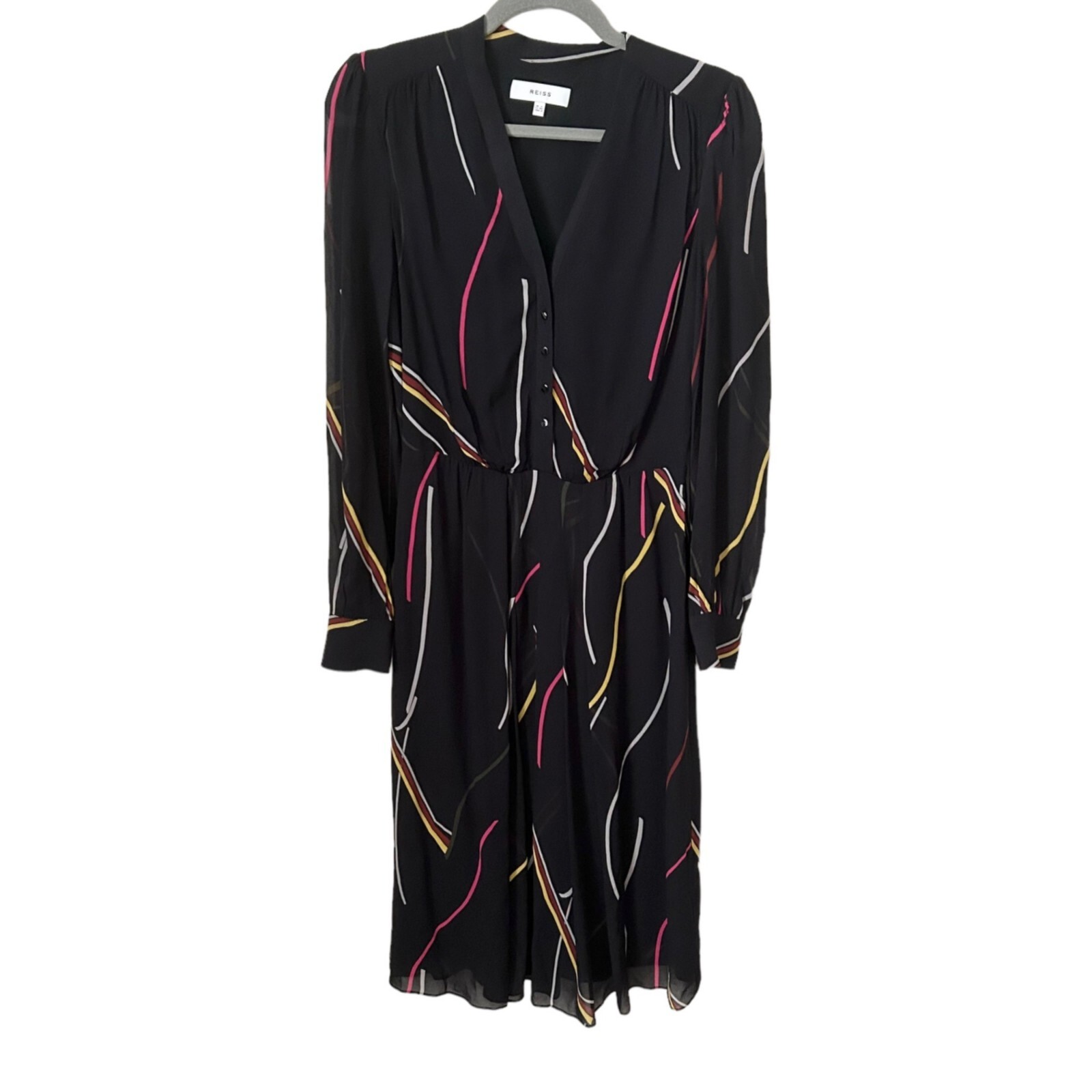 Reiss Caralisa Printed Button Front Midi Dress