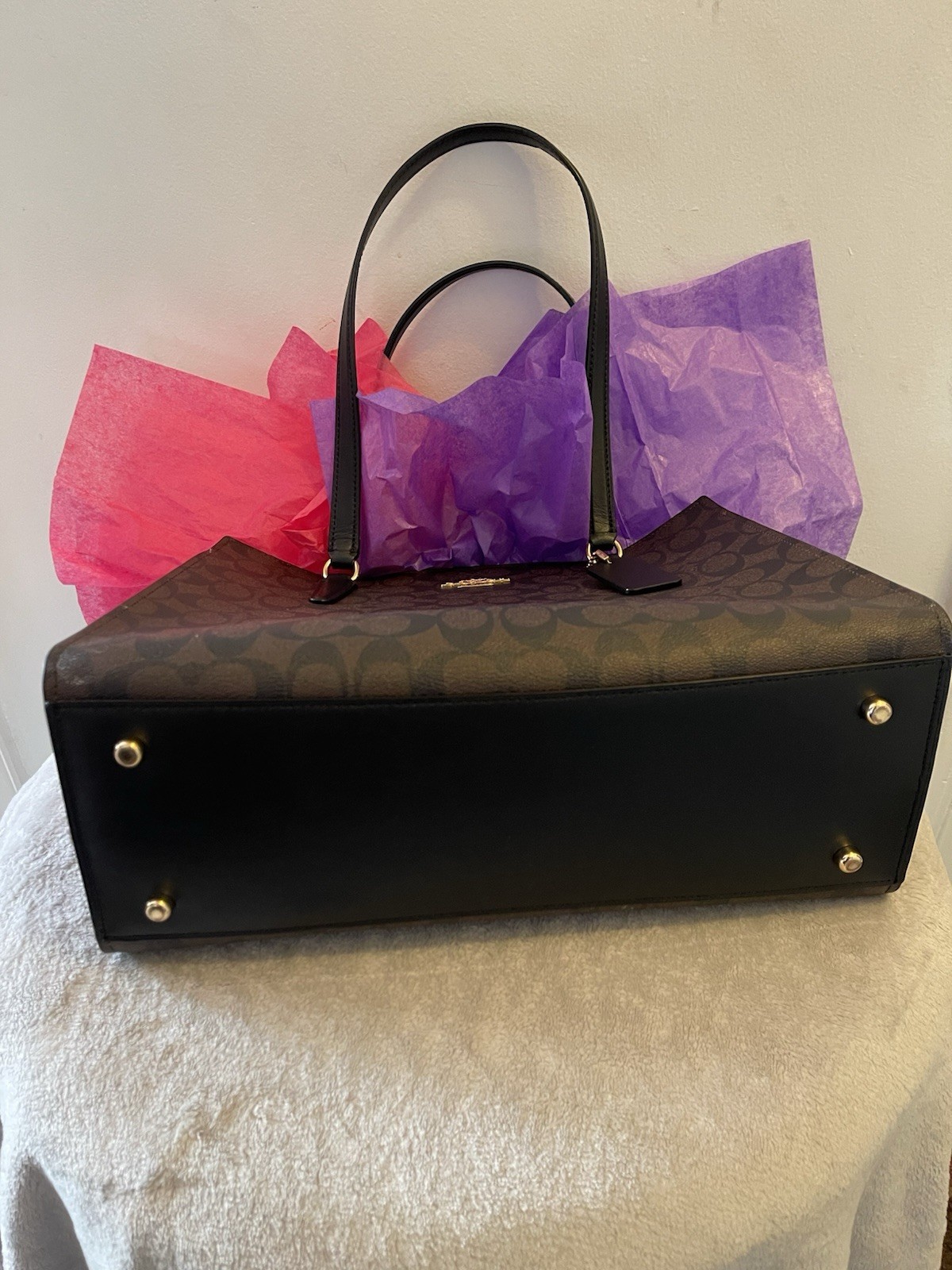 👜Coach Brown Coated Canvas Signature Tatum Tote Large Size-Style #C4075👜