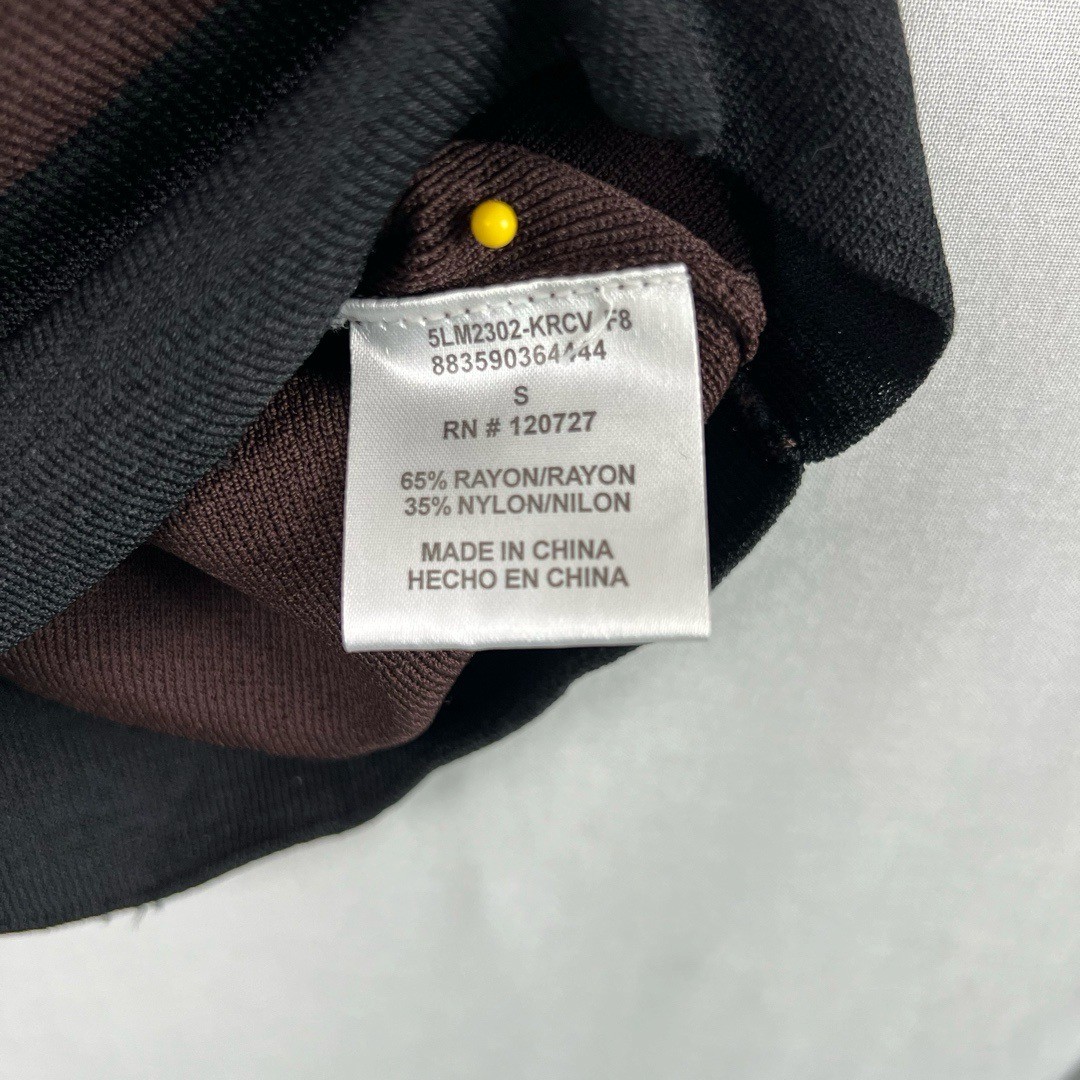 Harvé Benard Womens Small Cardigan Stretch Knit Brown Black Button Up Pockets