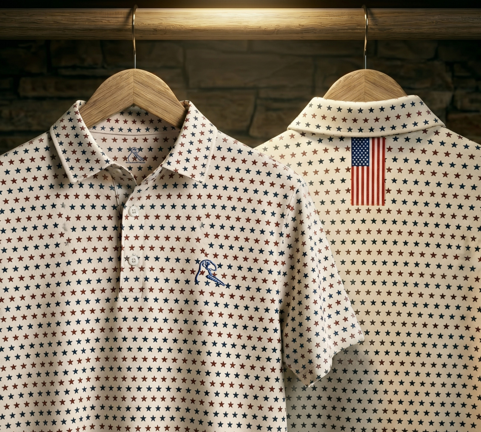 ⭐ Rhoback The States Polo: Non-Bacon Collar USA Flag Ridge Performance M-L-XL⭐