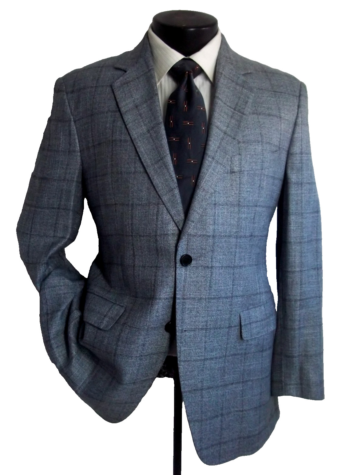 Huddersfield gray plaid 2Button soft bamboo fabric suit 40R Pants W36″x30L
