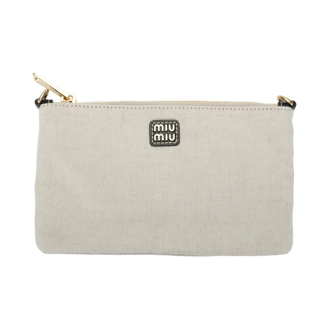 MIU MIU IVY Cotton Shoulder Tote Bag Women’s Off-White 12.5×0.7×13.7 in