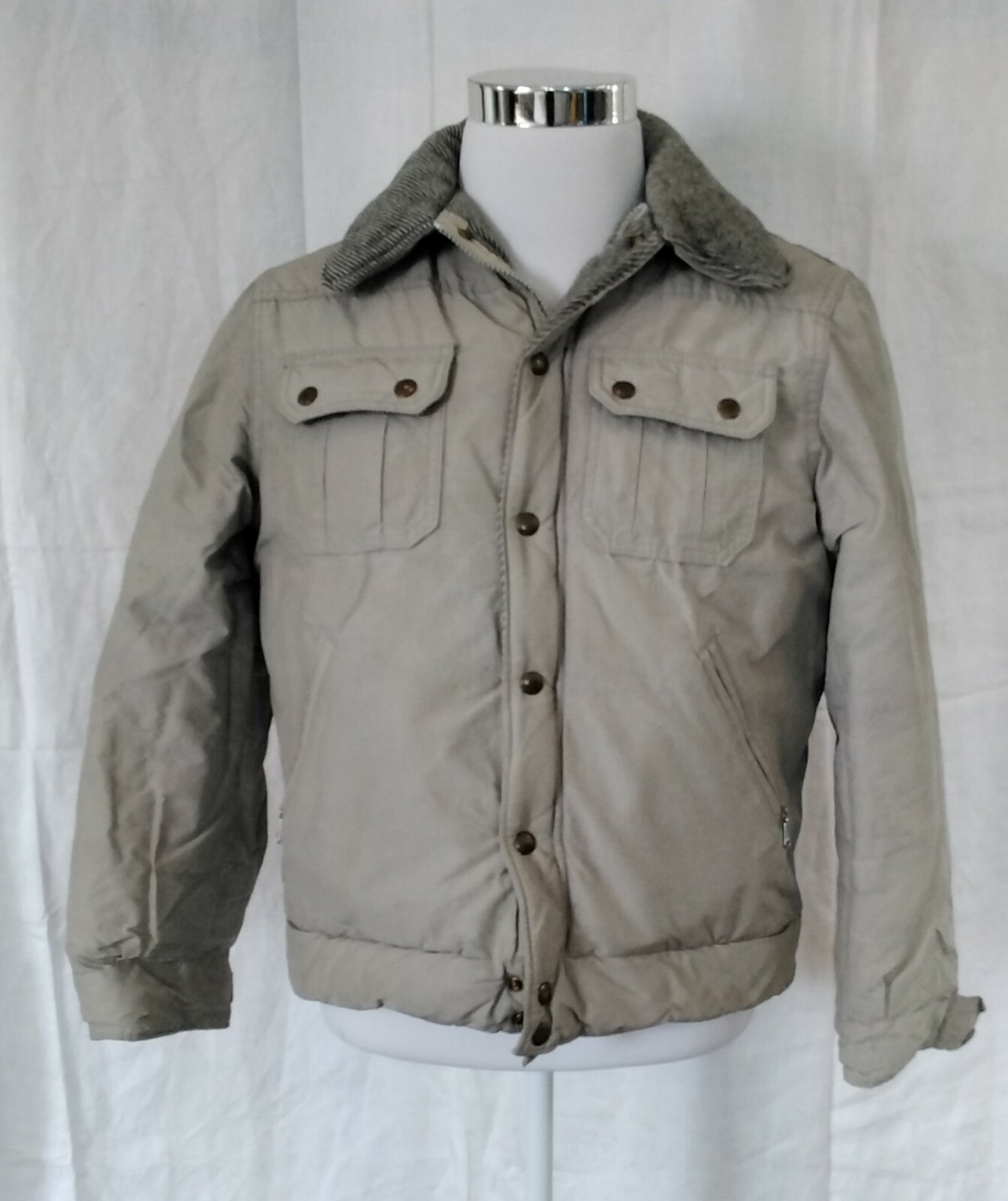 Woolrich Insulated Lined Short Jacket Vintage 80’s Men’s Medium Beige INV#Z4015