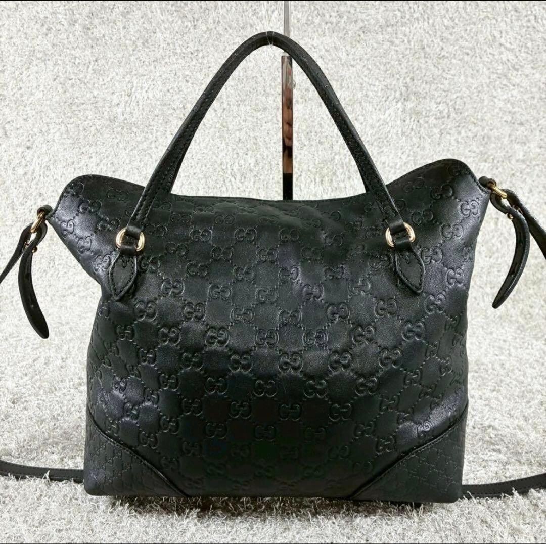 GUCCI Shoulder bag Black Guccissima Authentic From Japan