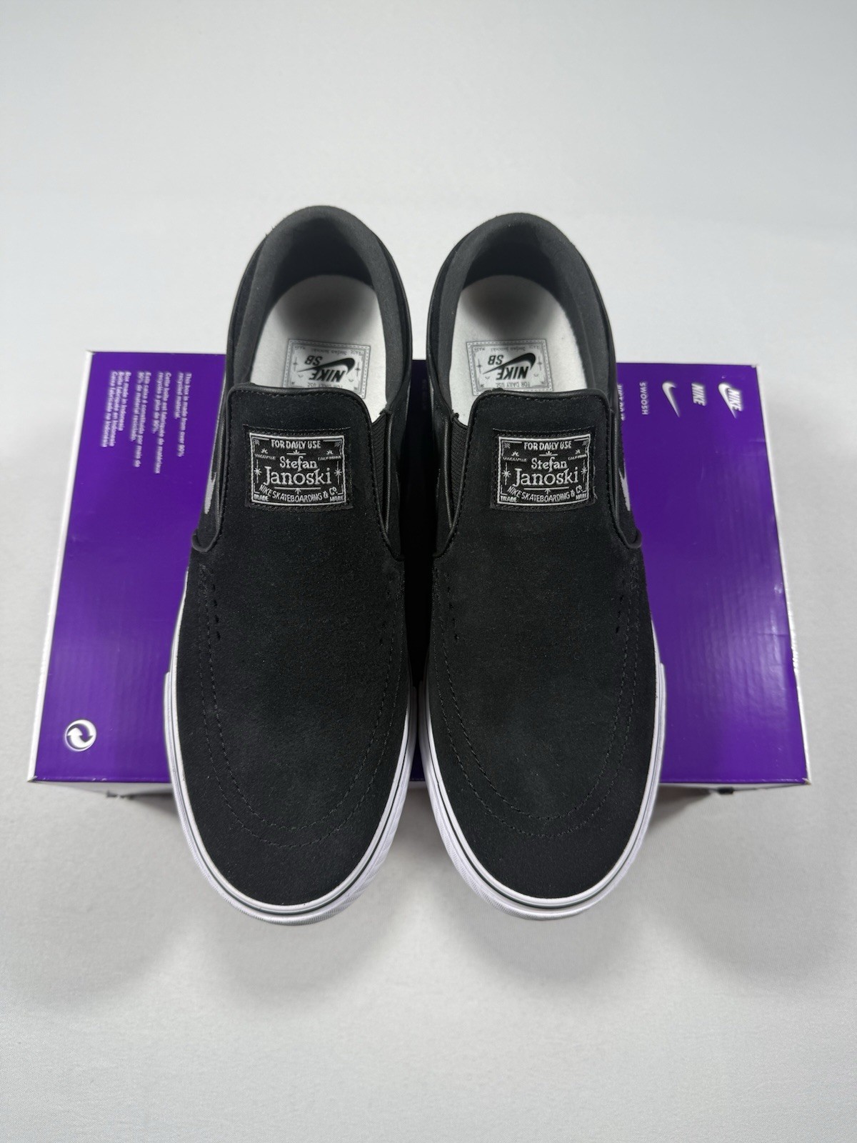 New Men’s Size 8 – Nike Zoom Stefan Janoski+ Slip SB Black White FN5893 001
