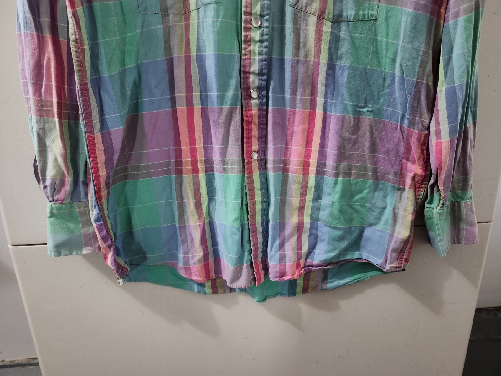 Pendleton Shirt Mens M Flannel Pearl Snap Western Plaid Cotton Pockets Colorful