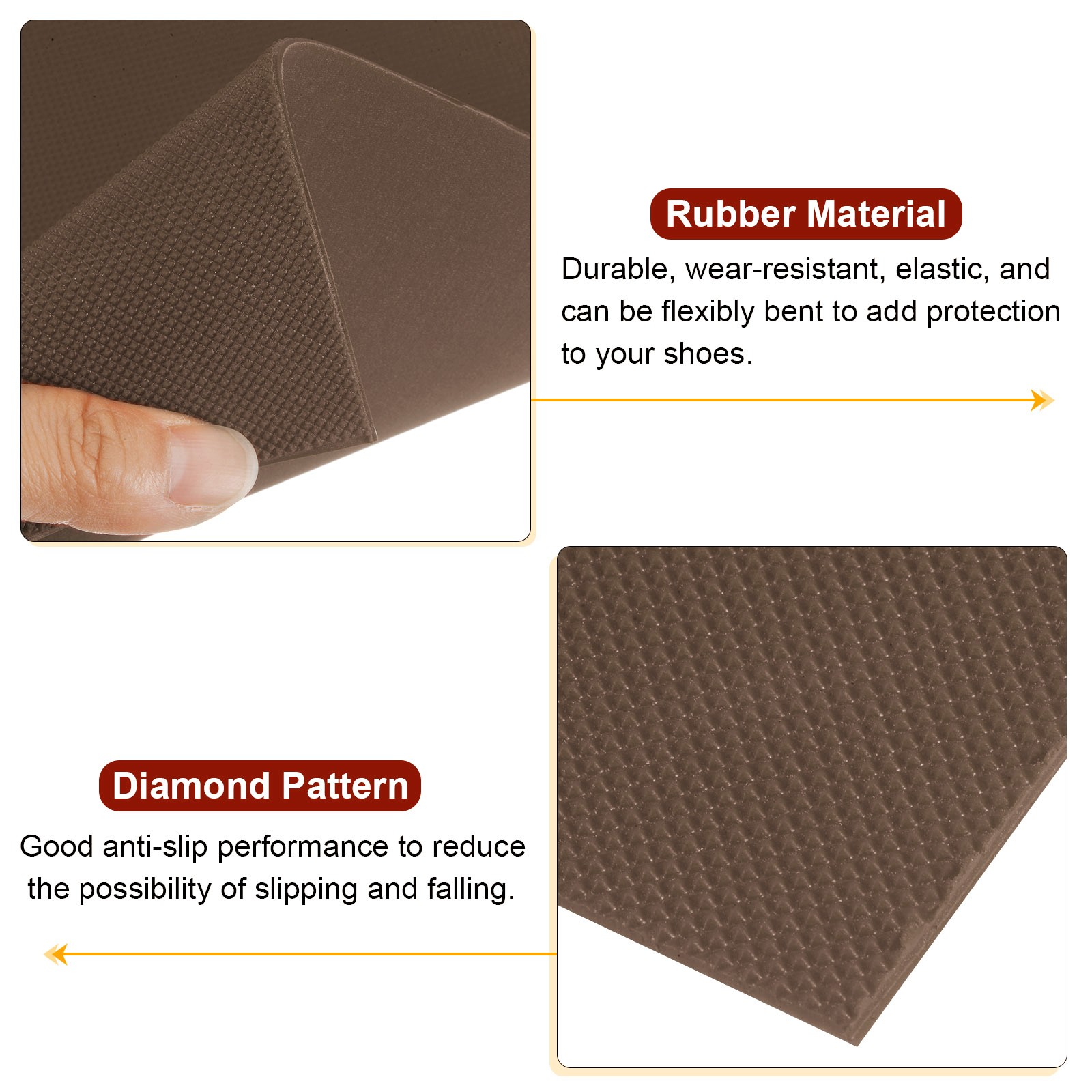 Rubber Sole Sheet 1.8mm Thick Repair Non-Slip Replacement Pad Brown