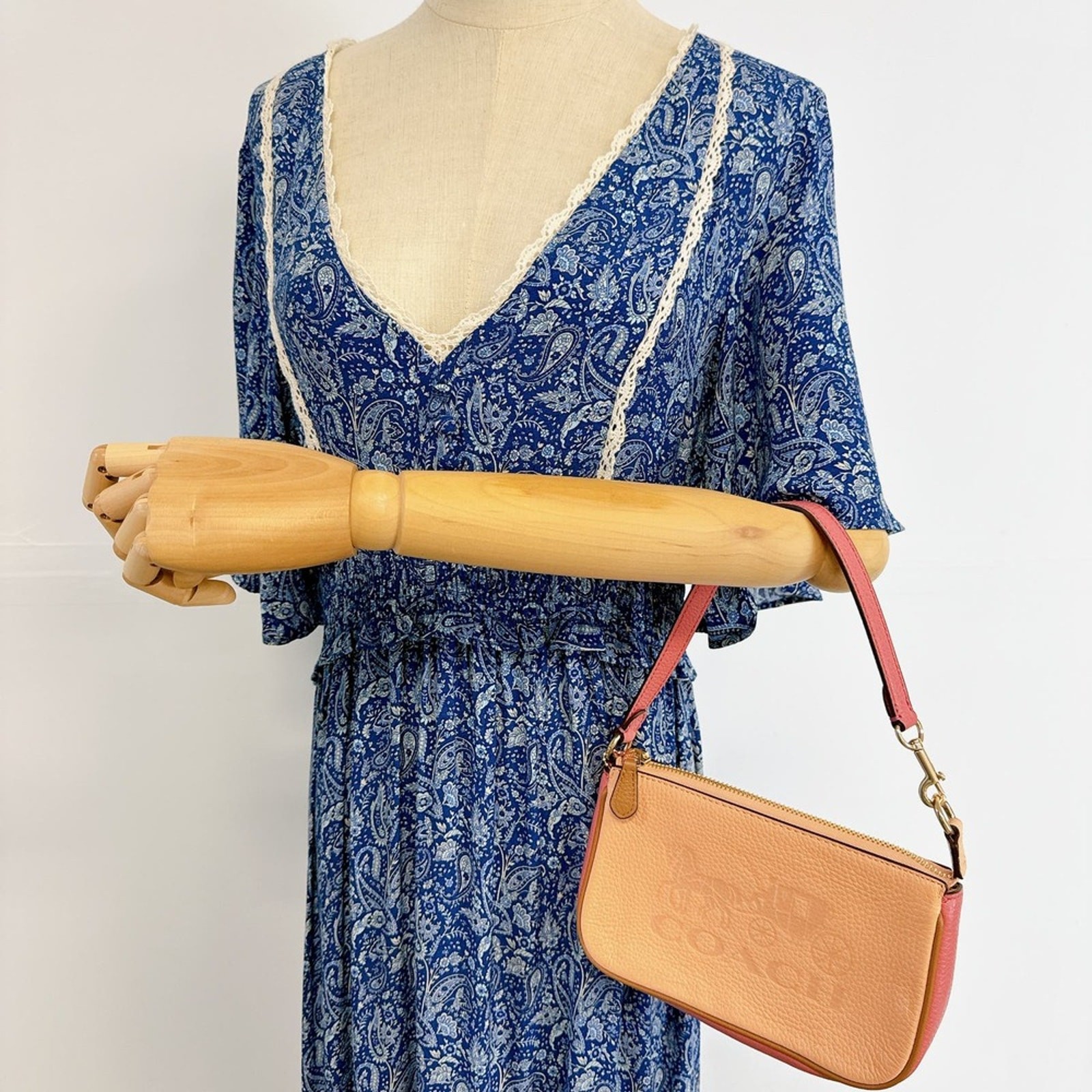 Coach C8877 Nolita 19 In Colorblock With Horse And Carriage In Gold/Faded Blush