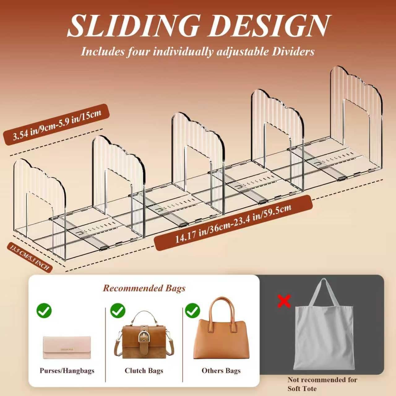Storage Handbag Storage Shelf Dividers, 1 Set Plastic Clutch Dividers