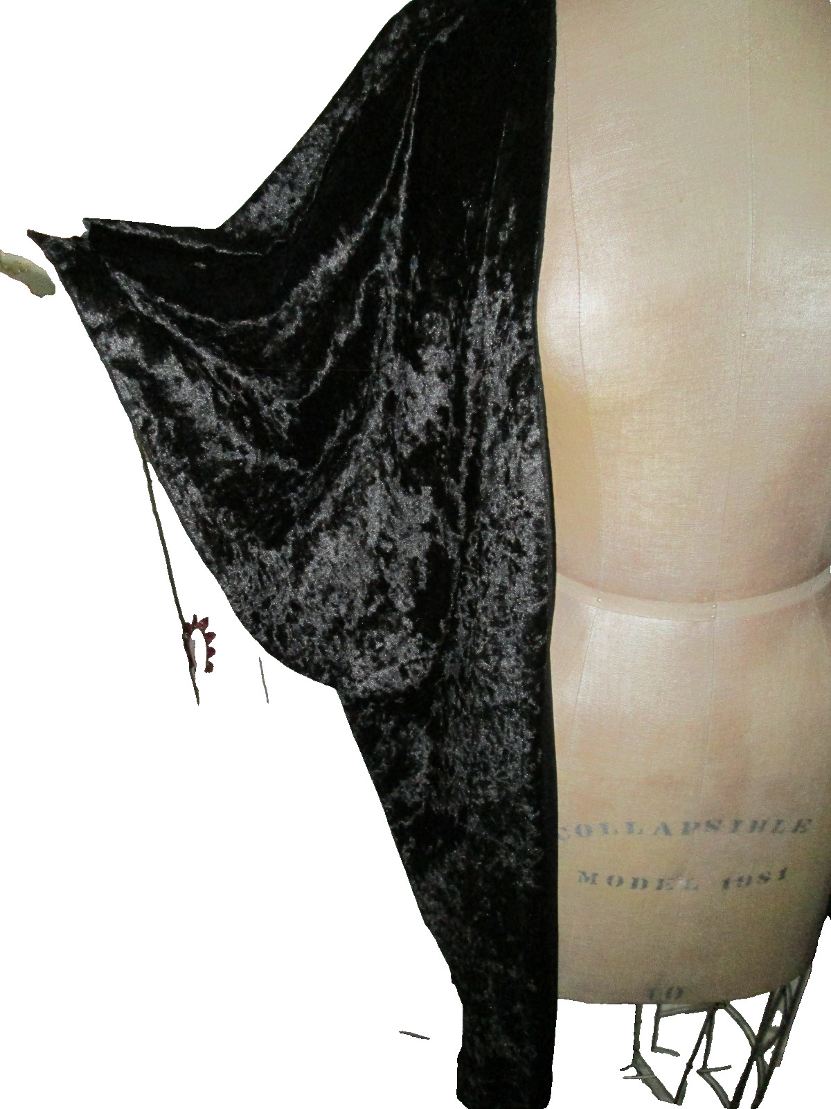 SHIELA ROSE BLACK VELVET ARM IN PONCHO OPEN FRONT NWT! SZ XL UNLINED ALL SEASONS