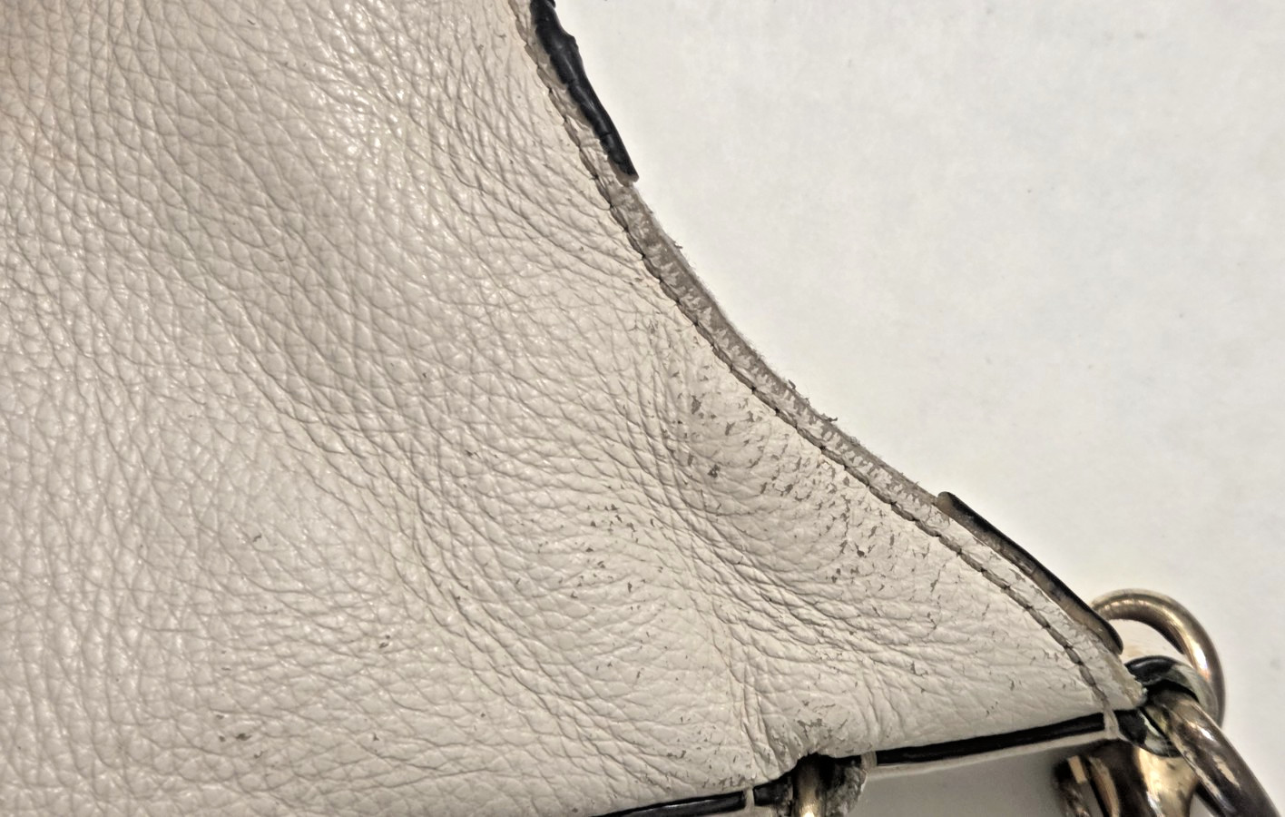 VTG COACH Amber Hobo F48635 Off White Pebbled Leather Shoulder Bag Made in Burma