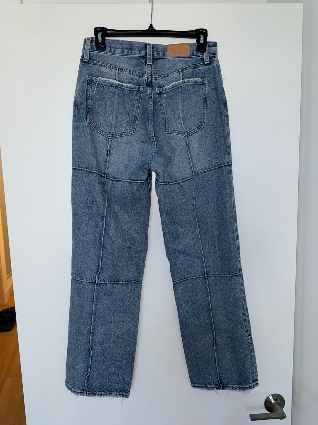 Pistola Size 28 High Rise Patchwork Straight Leg Jeans