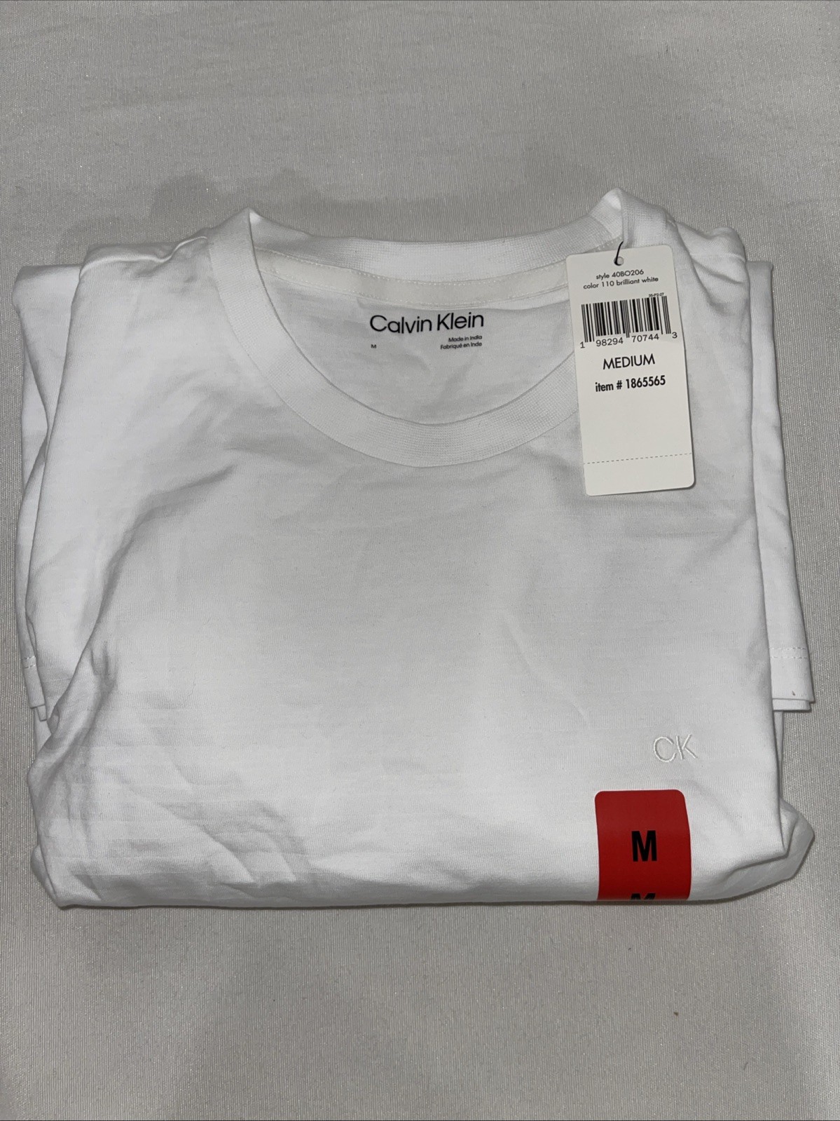 Calvin Klein Men’s Crew Neck Short Sleeve Dress Tee Shirt Medium,Brilliant White