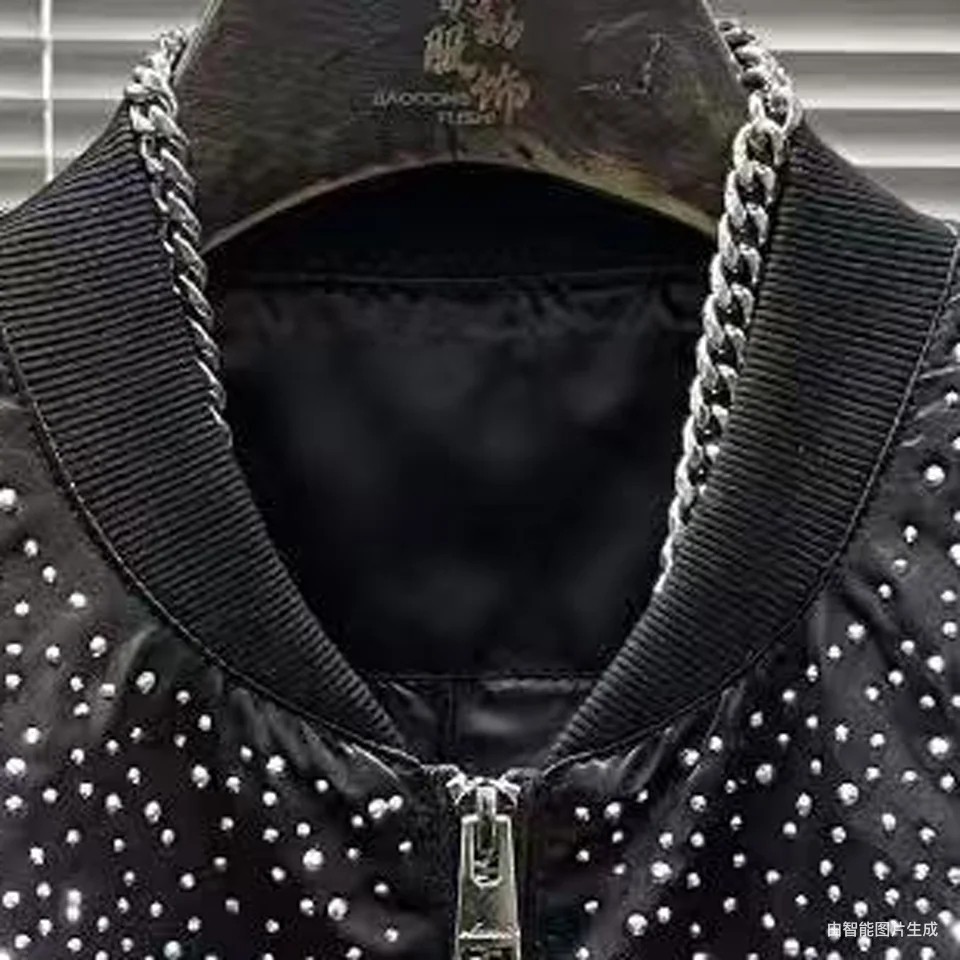 New Men Luxury Diamond Wings Rhinestones Fashion Black Jacket Coat High Quality