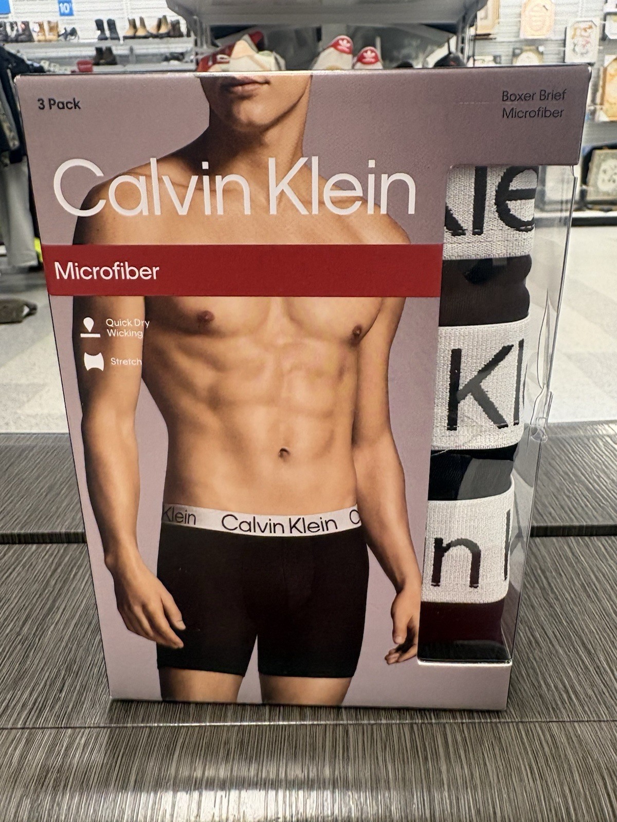 Calvin Klein Men’s Boxer Briefs Microfiber Stretch 3-Pack Size L (36-38) Black