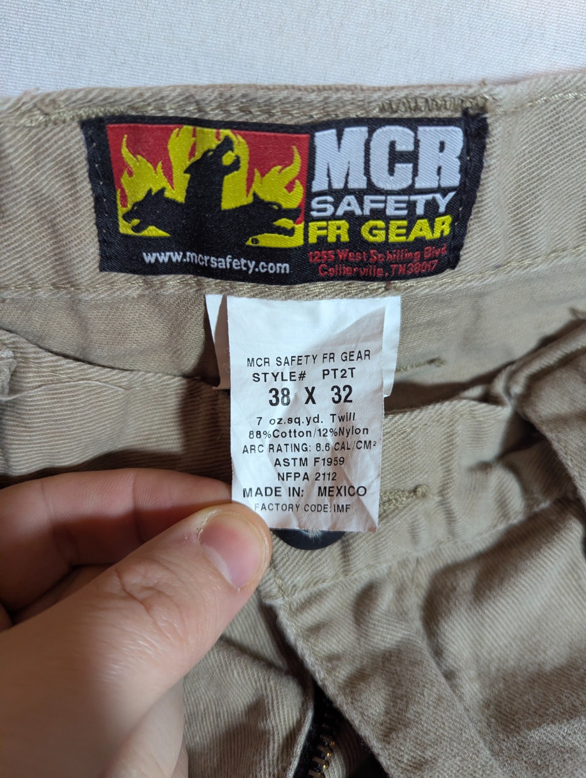 Mcr Safety FR Gear Work Pants Men’s 38×32 Flame-Resistant Canvas Twill Cat2 Tan