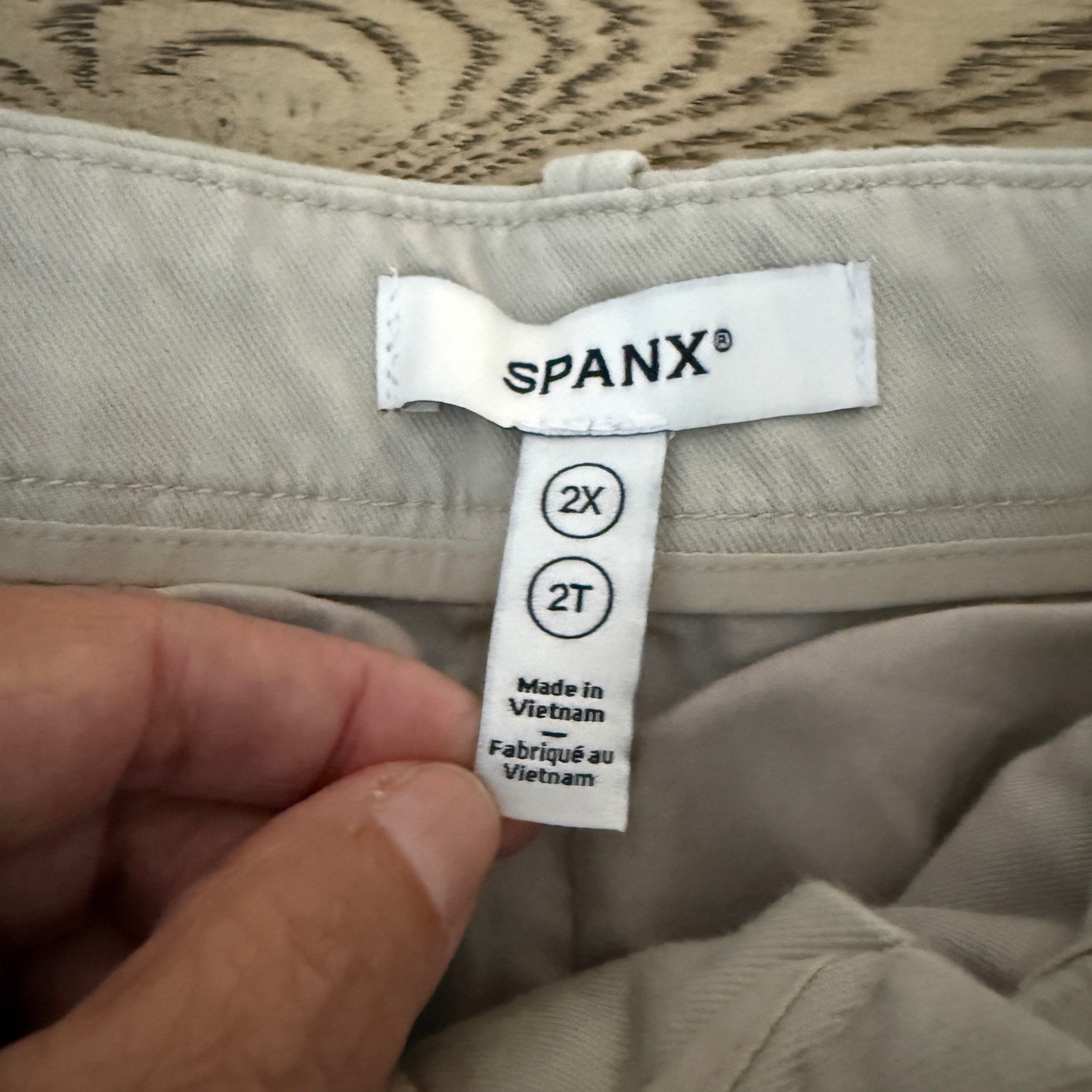 Spanx Stretch Twill Slim Straight Leg Pants Khaki Tan Beige 2X Tall 2T