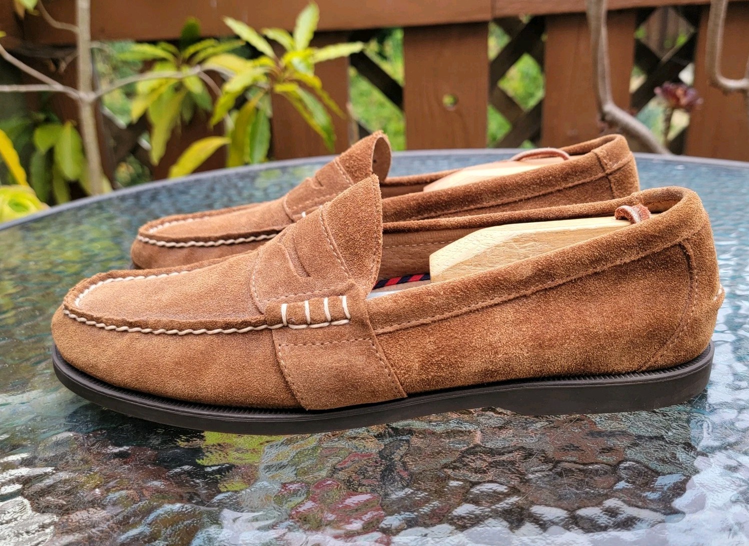 Polo Ralph Lauren Penny Loafers Men’s 9 D Brown Suede Leather Slip On Shoes